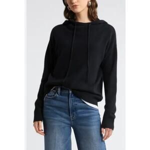 Nordstrom Black Cashmere Blend Hoodie - Women's Small (New)